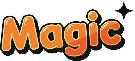 Magic word text effect orange color with star vector design