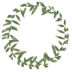 Green leaves wreath isolated 