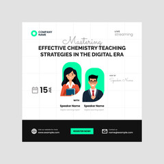 Corporate webinar promo vector card, easy color change, editable text layers, modern spacing.
