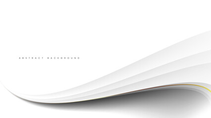 white abstract background with wavy golden lines