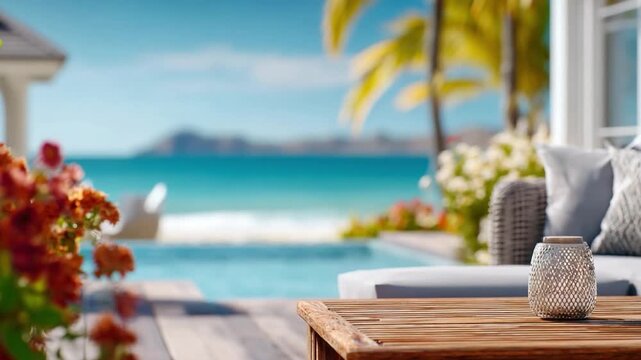 Seaside Relaxation: A tranquil coastal scene unfolds, inviting you to experience the ultimate relaxation and serenity, where the beauty of nature meets the comfort of a luxurious seaside haven.