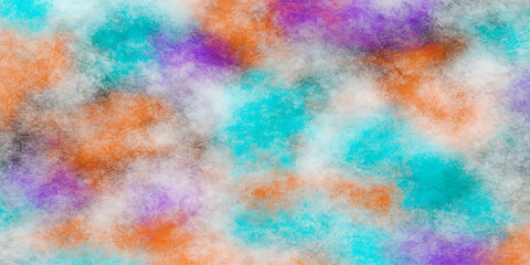 Colorful abstract watercolor background texture with orange, blue, and yellow pastel paint illustration