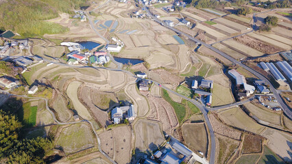 日本の田園風景ドローン撮影・淡路島
