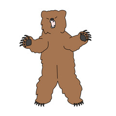 仁王立ちする凶暴な熊のイラスト
