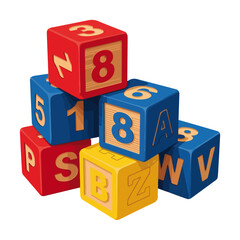 Colorful Stack of Wooden Alphabet and Number Blocks