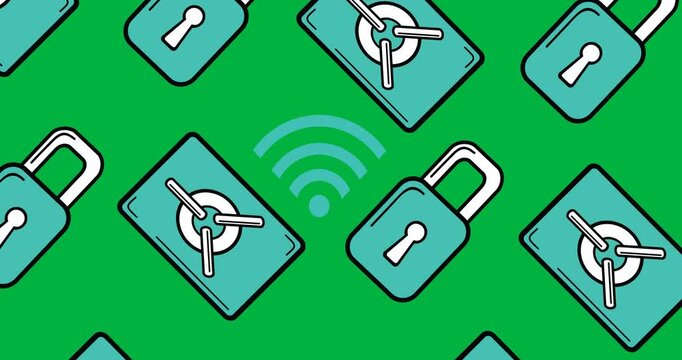 Safer Internet Day concept with wifi and security icons.