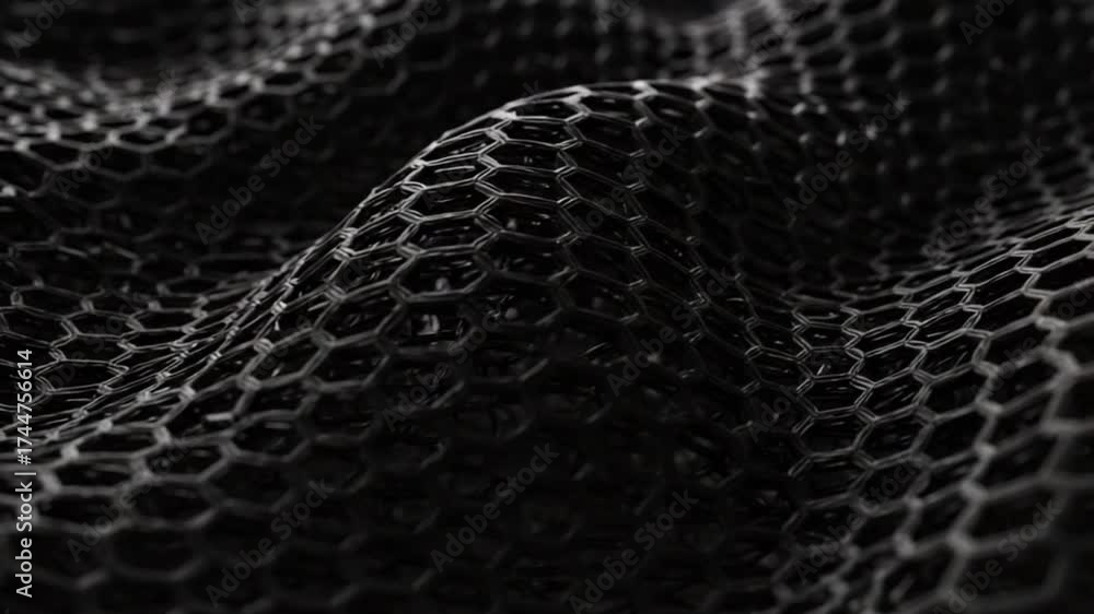 Wall mural dark hexagonal mesh surface abstract background.