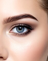Obraz premium Close-up of woman's eye and brow makeup