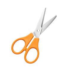 Sharp metal blade scissors with bright orange handles for office, school, and craft use isolated PNG with Transparent Background
