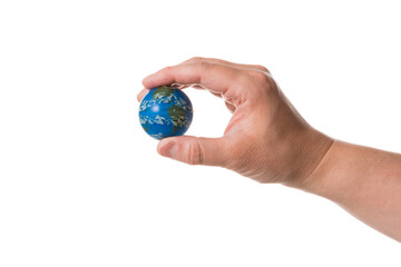 ミニチュアの地球を持つ手