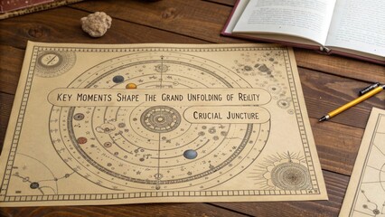 Flat lay of an ancient celestial chart showing cosmic interconnectedness