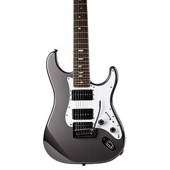 Naklejka premium Electric guitar featuring a sleek gray finish and white pickguard
