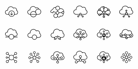Obraz premium Streamline Your Business with Cloud Network Icons for Seamless Connectivity and Data Management, Perfect for Modern Tech Startups and Digital Innovation Projects