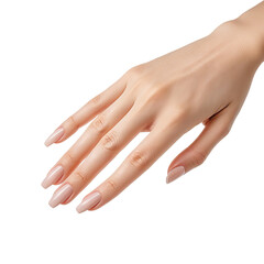 Fototapeta premium Hand with long, natural nails, on black background
