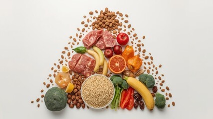 Illustration of a Balanced Nutrition Food Pyramid in Real Food