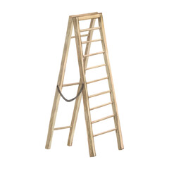 Watercolor illustration of a wooden stepladder