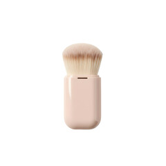 Retractable pink cosmetic powder brush isolated on white background for beauty and travel.