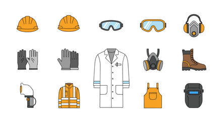 Collection of industrial safety equipment and personal protective gear.
