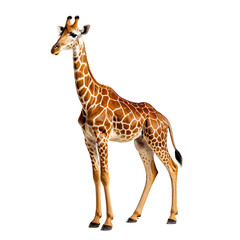 Naklejka premium Standing giraffe. Tall mammal with unique spots and long neck