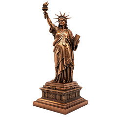 Bronze statue of Liberty with a torch on a pedestal