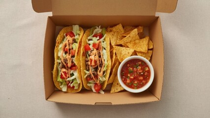 delicious tacos with tortillas and sauce