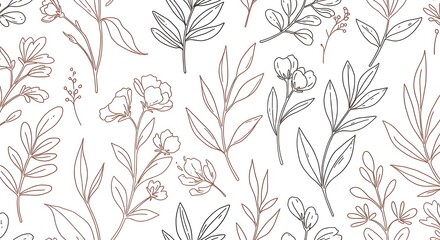 seamless floral pattern with leaves