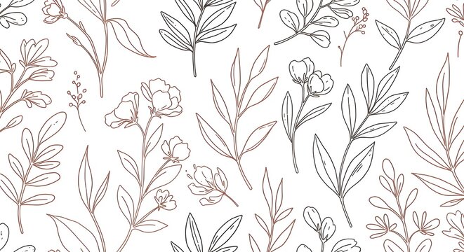 seamless floral pattern with leaves