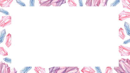 Watercolor frame made of magic crystals