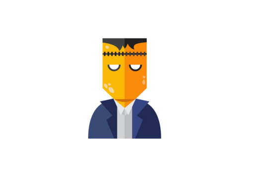 Pixelated Frankenstein Head with Suit and White Background