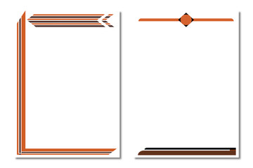 Set of two elegant brown and orange page border templates.