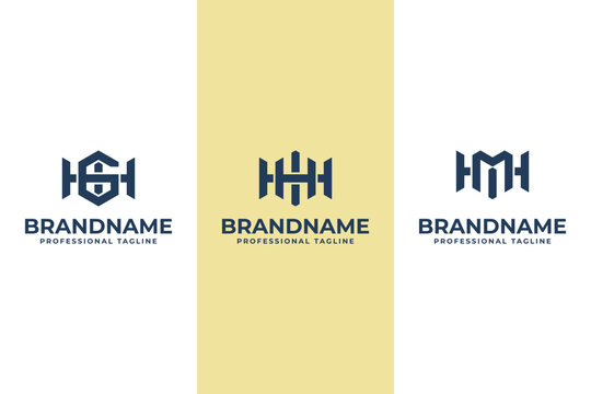 Letters HGI HHI HMI Hexagon Logo, for IGH GHI IHH HIH IMH MHI initials