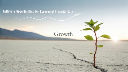 A small green plant pushing through cracked earth for new growth