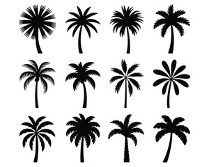 Fototapeta premium Coconut Palm Trees Silhouette Pack – Summer Island Design