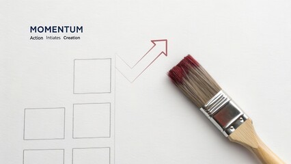 Paintbrush painting a red upward arrow symbolizing business growth