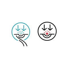 Reduce inflammation and soreness. Reducing inflammation line icon. Vector image. Simple line icon inside a circle. Soreness. Alleviation. Health regarding icon.

