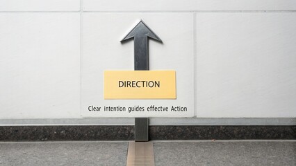 Upward pointing arrow with clear direction sign and text