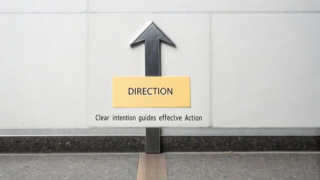 Upward pointing arrow with clear direction sign and text