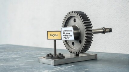 Sturdy gear illustrating continuous motion generating power concept