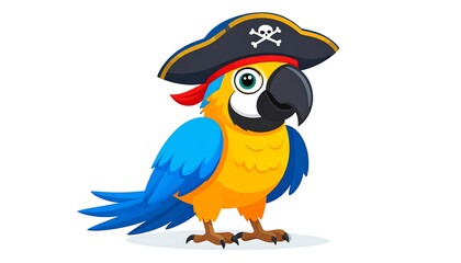 Cartoon parrot wearing a pirate hat