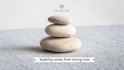 Three perfectly balanced smooth river stones stacked for stability