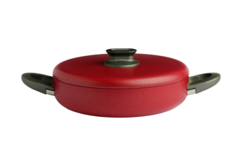 Red cooking pot with lid isolated on transparent background