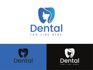 Dental Care Logo Design, Professional Tooth with women face logo Design