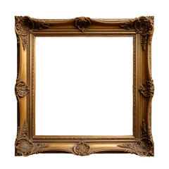 Ornate golden picture frame with detailed carving on a black background