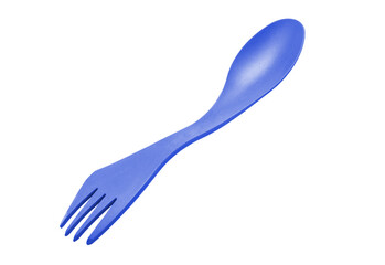 Blue spork utensil isolated on transparent background