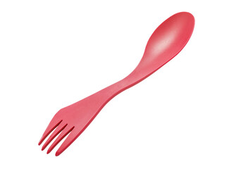 Pink spork utensil isolated on transparent background