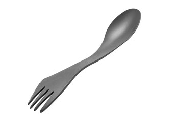 Gray spork utensil isolated on transparent background
