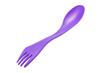 Purple spork utensil isolated on transparent background