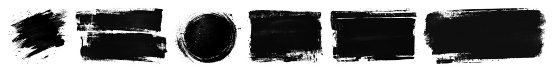 Obraz premium PNG Grunge black brush strokes, element set on transparent background