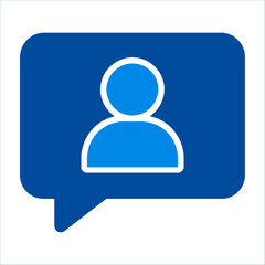 Digital Communication Icon: A clean and modern icon representing digital communication, featuring a speech bubble and a person silhouette.