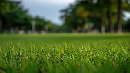 synthetic. Close-up of lush green artificial grass with a softly blurred background. travel magazines, destination branding, designed for travel destination branding, elevates destination branding.